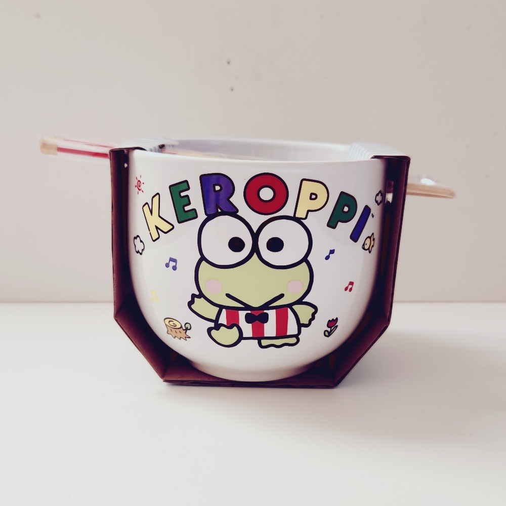 Sanrio Keroppi Ceramic Ramen Bowl with Chopsticks